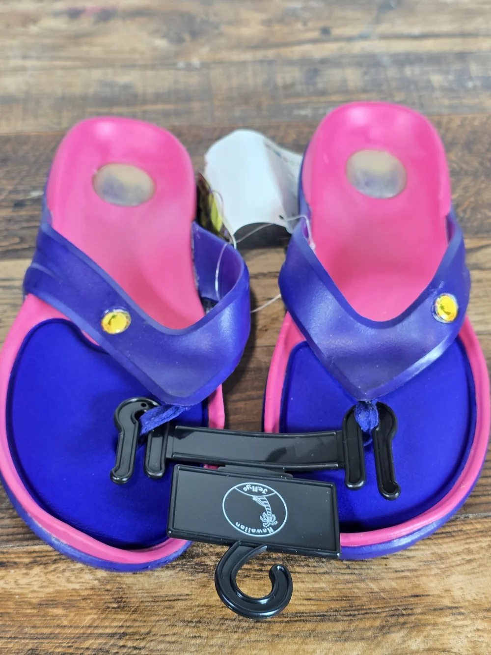 Girl Pink and Purple Comfort Flip Sandals Size 5